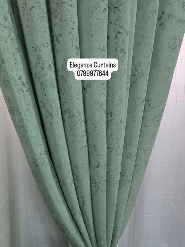 Green Floral Blackout Curtain